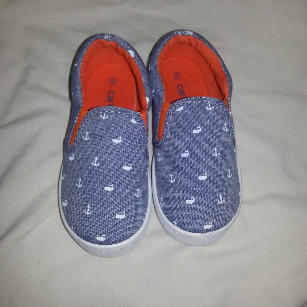 Carter's Boys Blue/Orange Slip on Denim Sneakers Size 10M